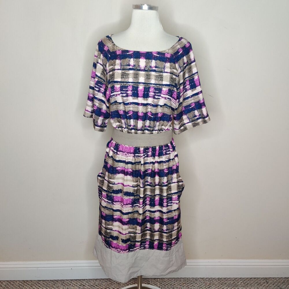 Banana Republic MIdi Dress Abstract Short Sleeve Pockets